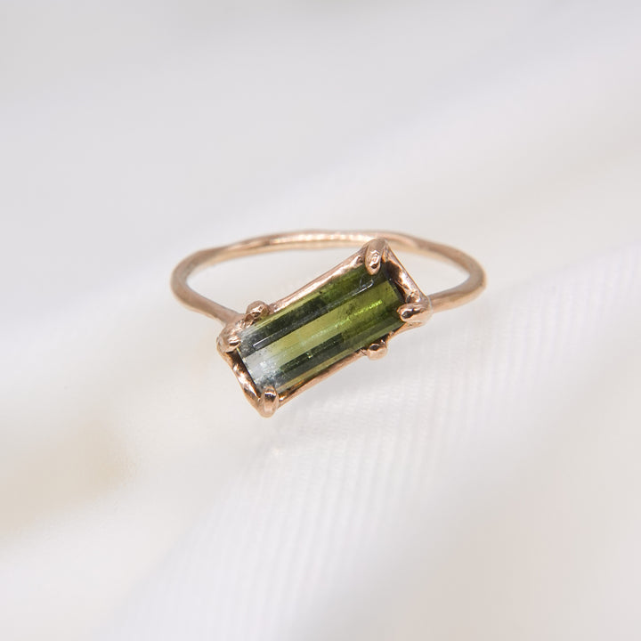 bi-color tourmaline baguette