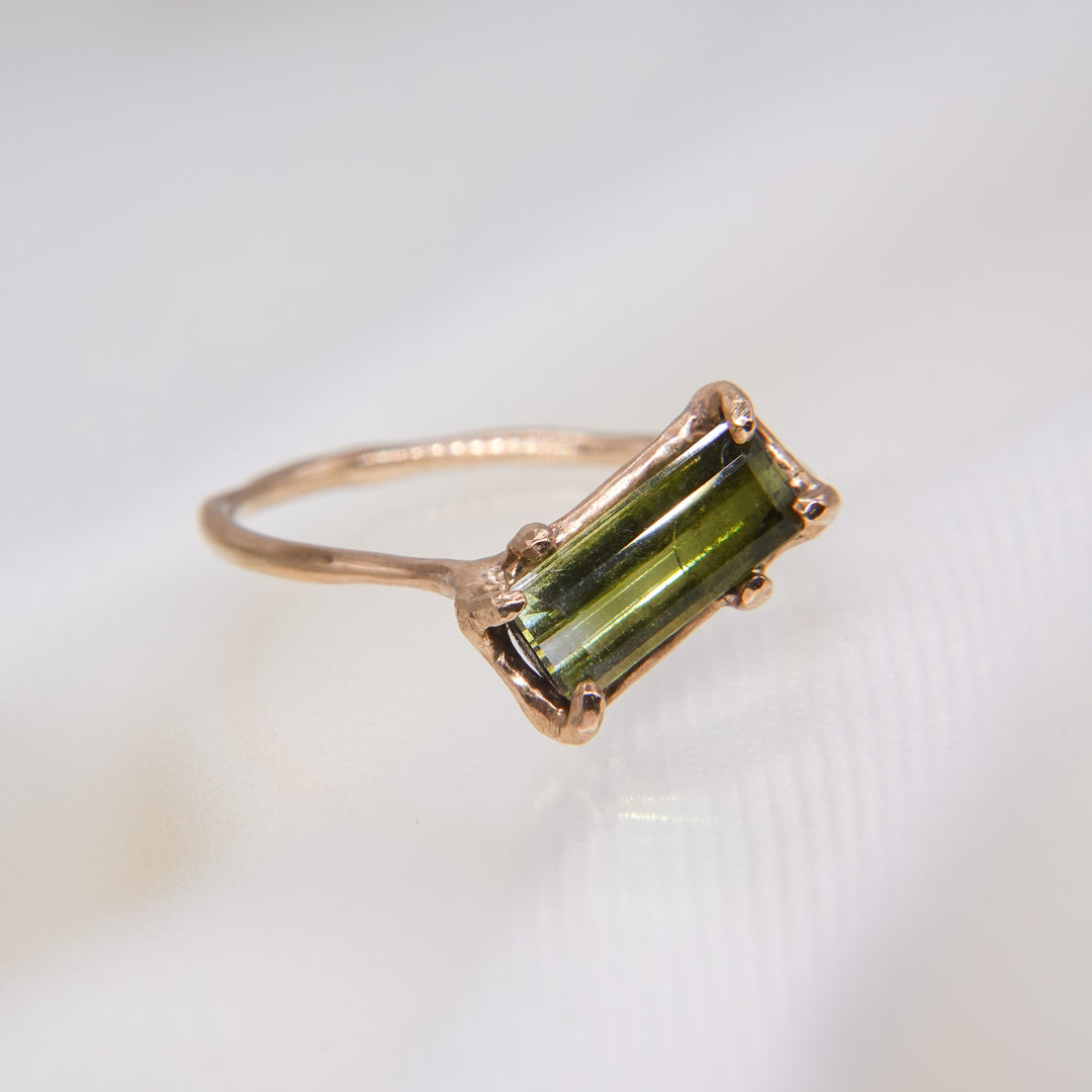 bi-color tourmaline baguette