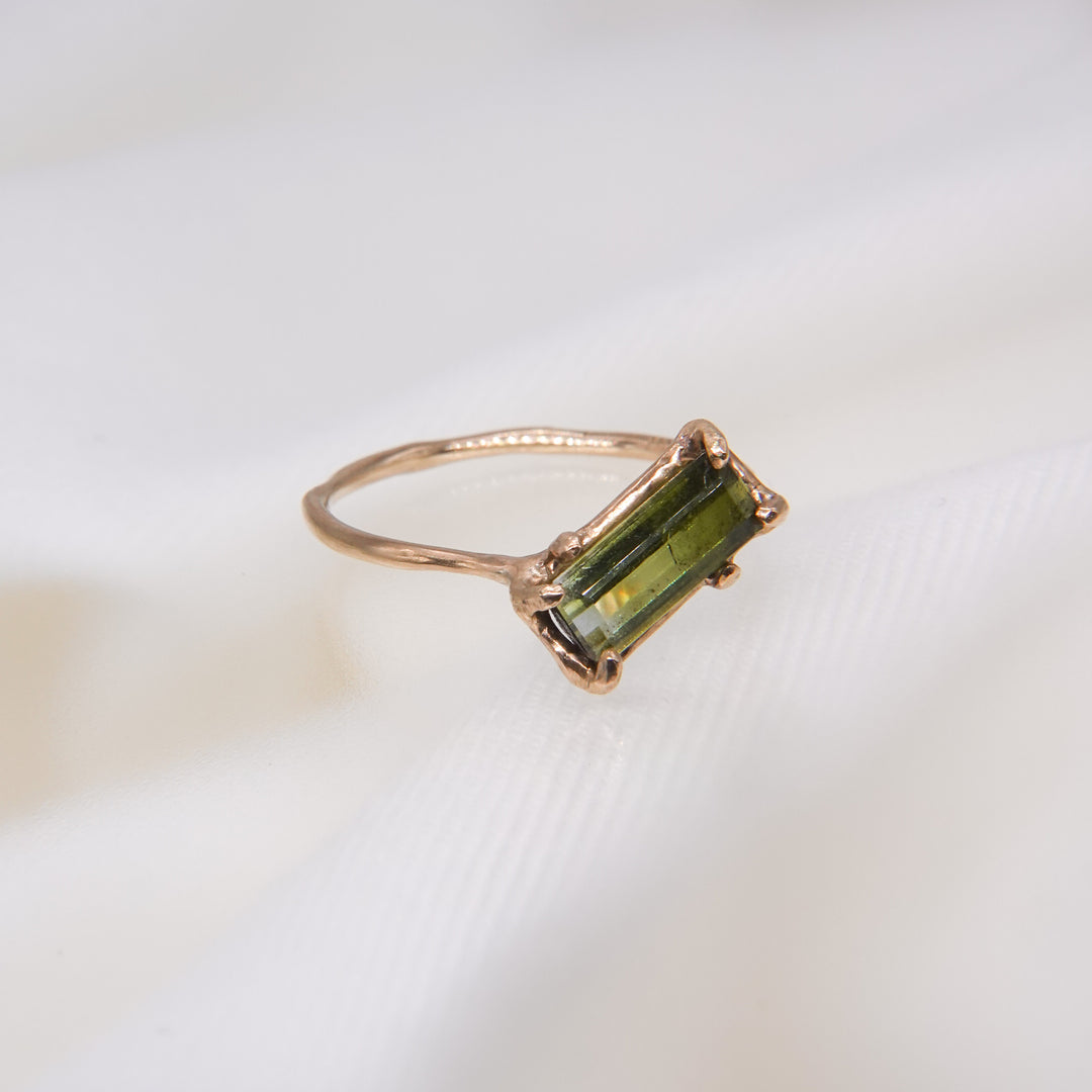 bi-color tourmaline baguette