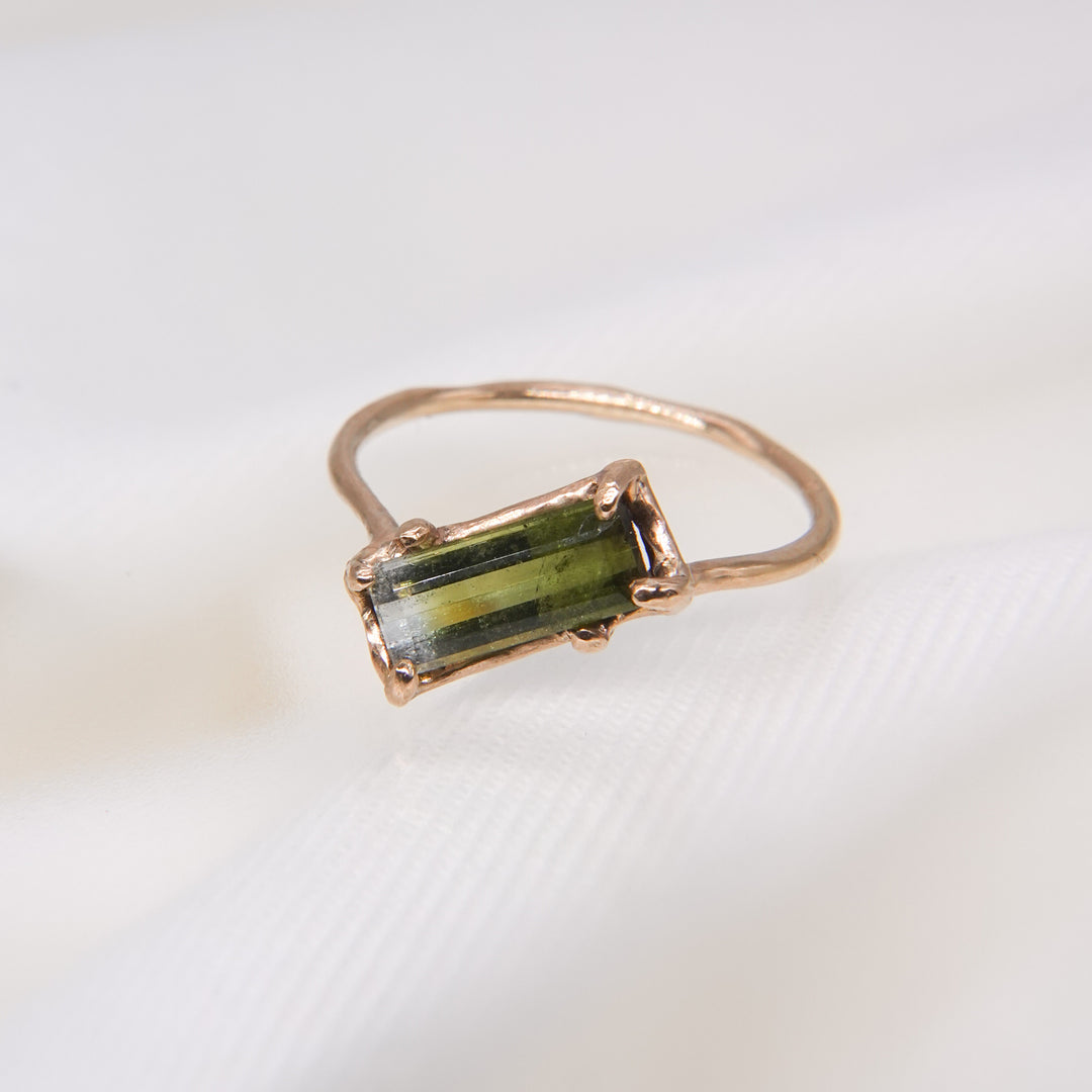 bi-color tourmaline baguette