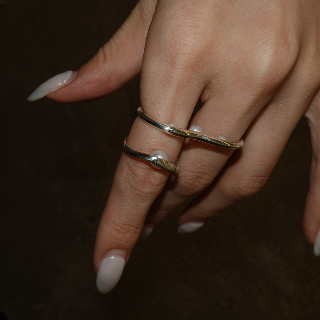 Pearl Double Finger Ring