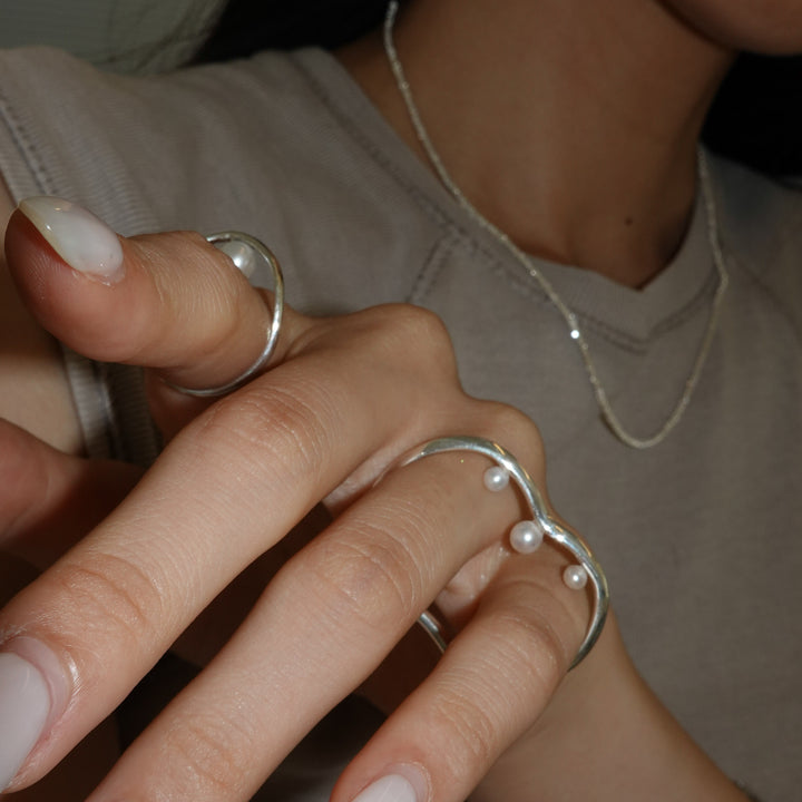 Pearl Double Finger Ring
