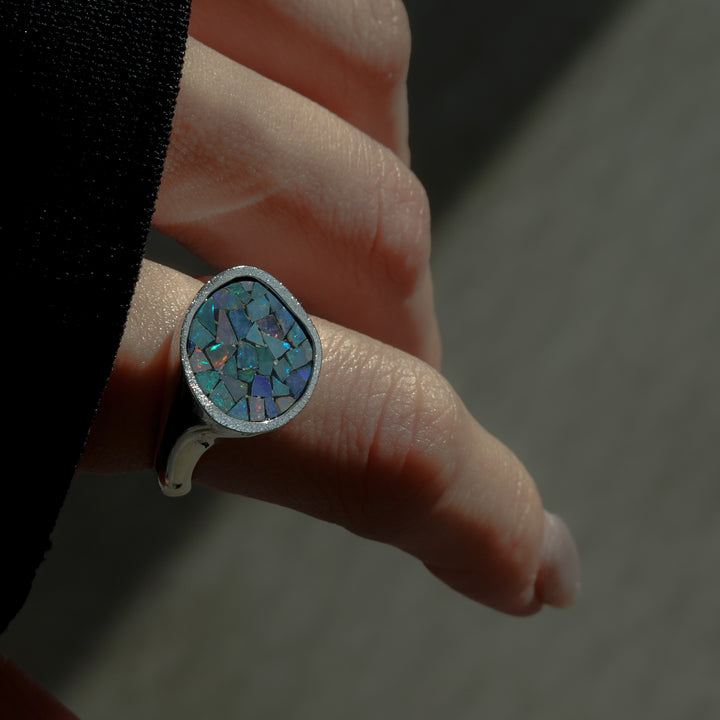 mosaic opal ring