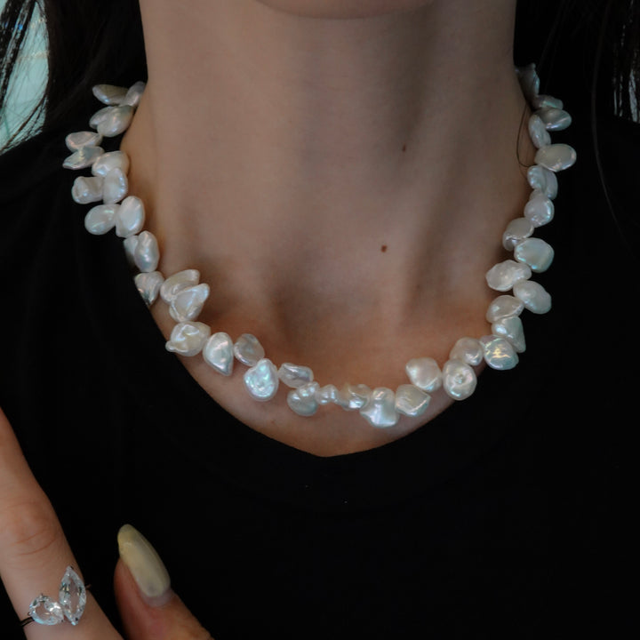 3WAY FALLING PATELS PEARL LARIAT NECKLACE (SV)