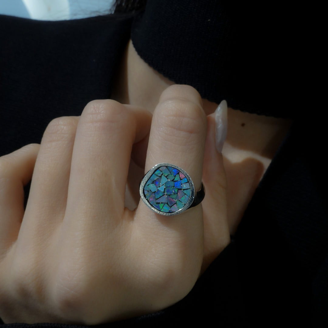 mosaic opal ring