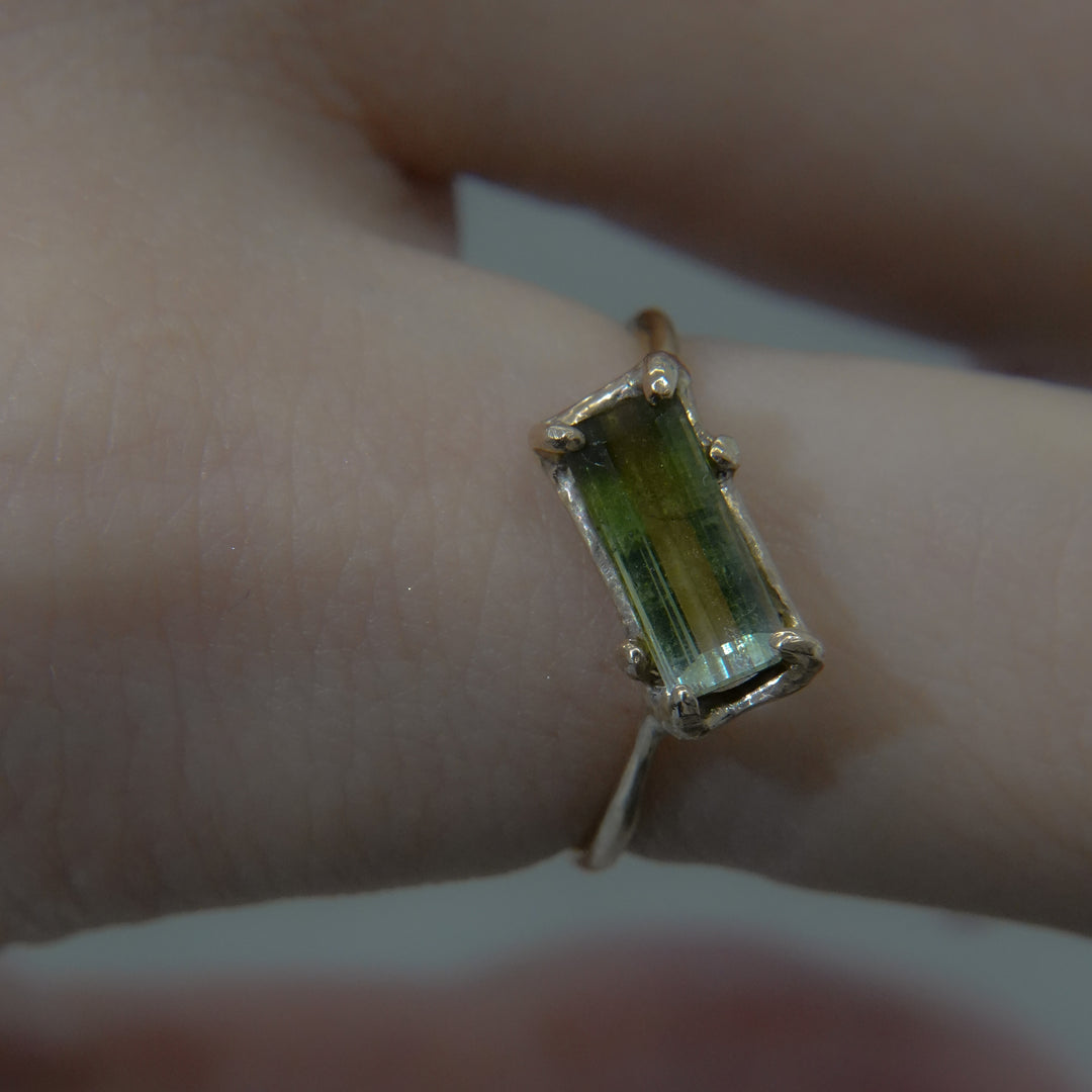 bi-color tourmaline baguette