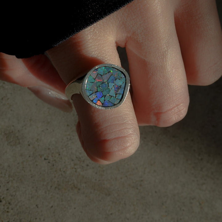 mosaic opal ring