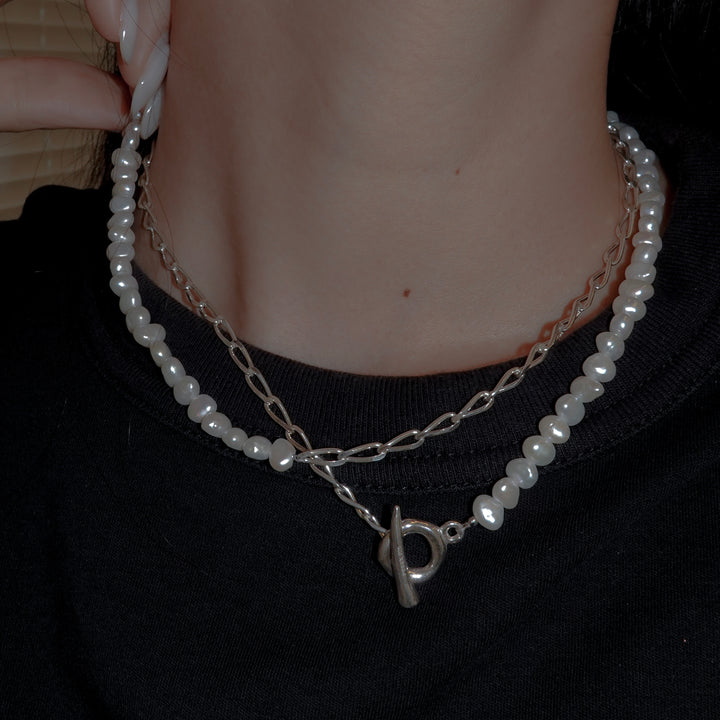 BAROQUE PEARL CHAIN 3WAY NECKLACE 80 (Silver)