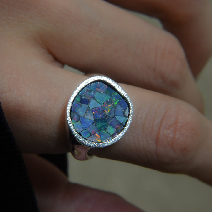 mosaic opal ring