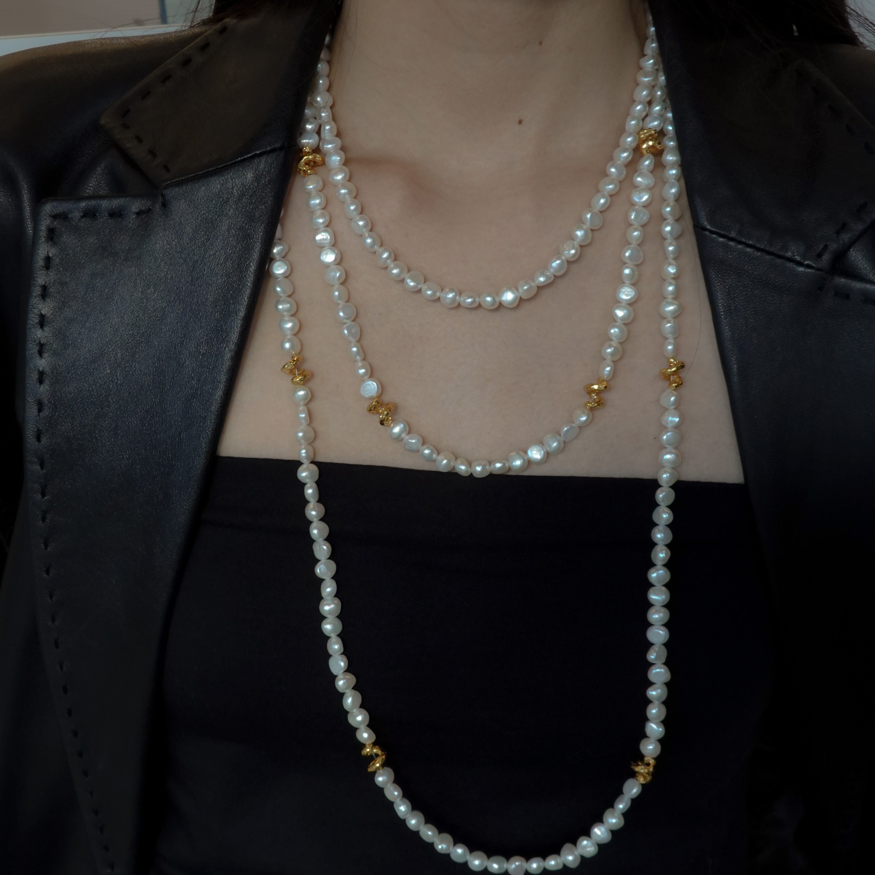 BAROQUE PEARL TRIPLE LONG NECKLACE – unigem