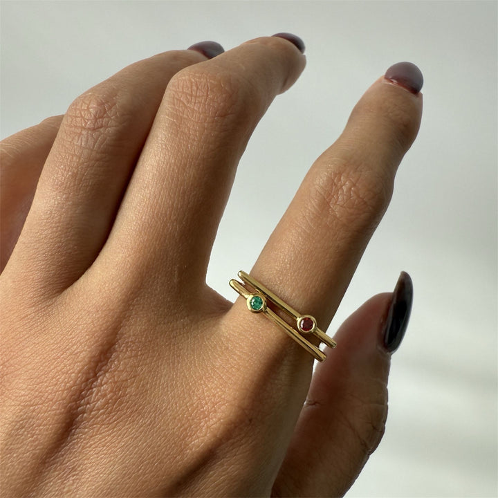 U Ring 【Green garnet】