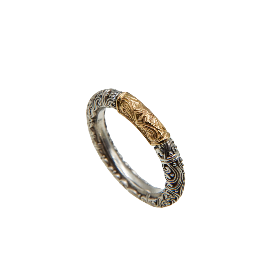 Eden’s Garden Band Ring in 18K Gold and Sterling Silver_20412