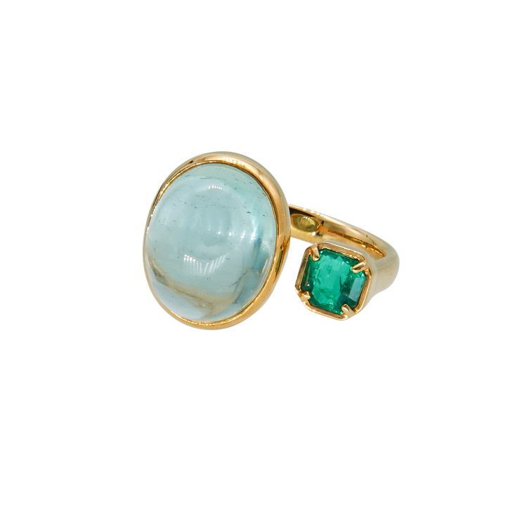 BLANCE 18K Aquamarine Emerald Ring