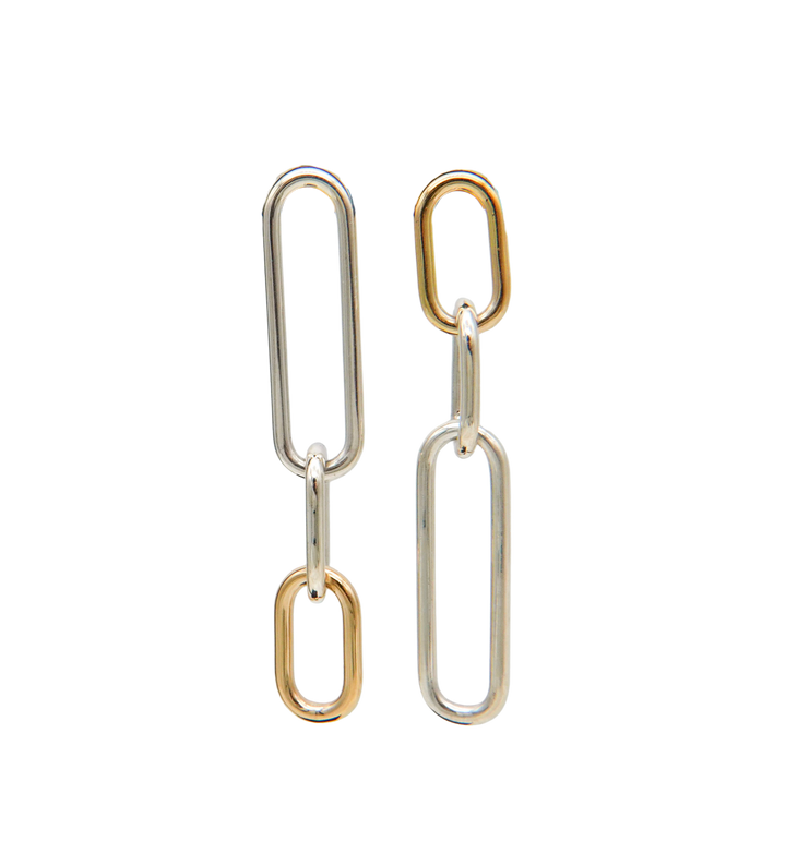 CHAIN Silver 18Kgold Pierced Earrings