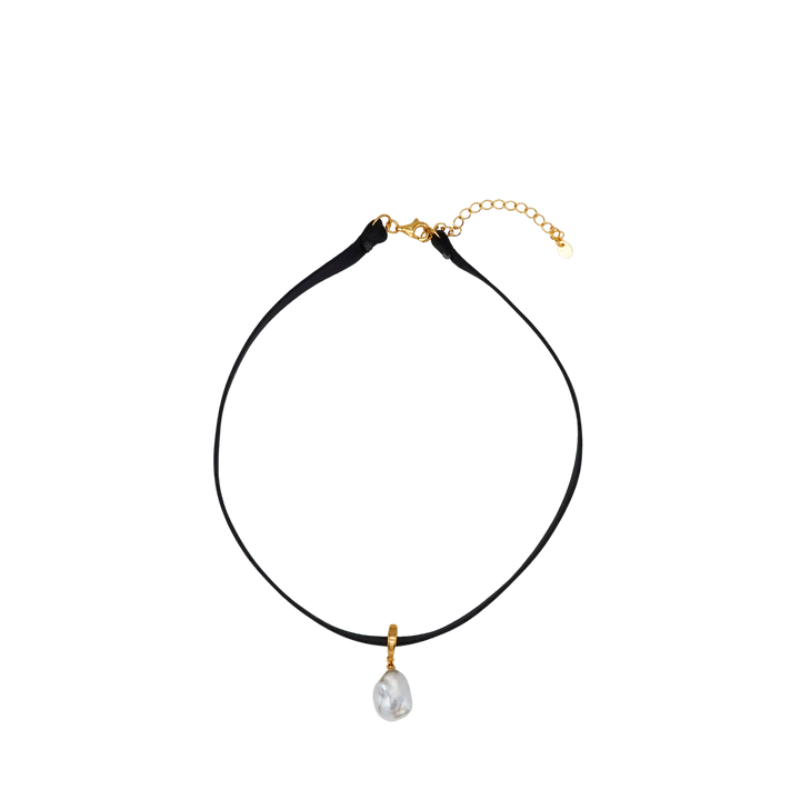 NOIR SINGLE PEARL CHOKER NECKLACE (Gold)