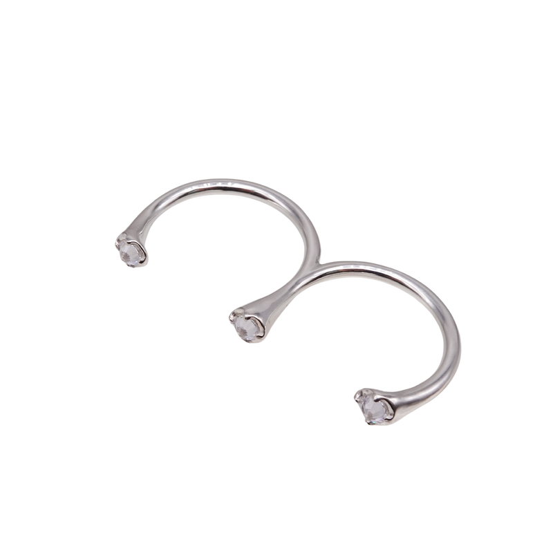 double ring studs clear