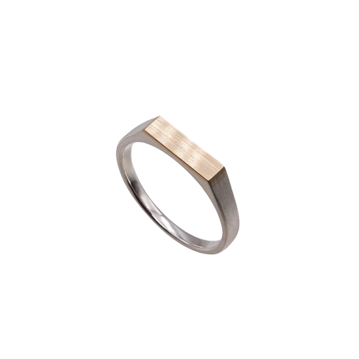 SV & 10K SIGNET RING FLAT NARROW