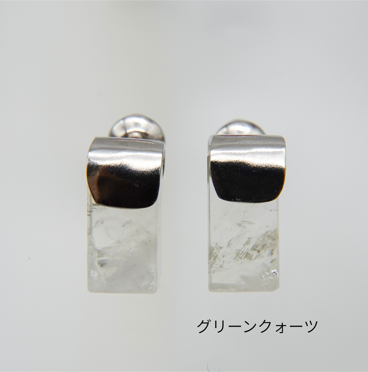 HASAMU pierced earrings gemstone square
