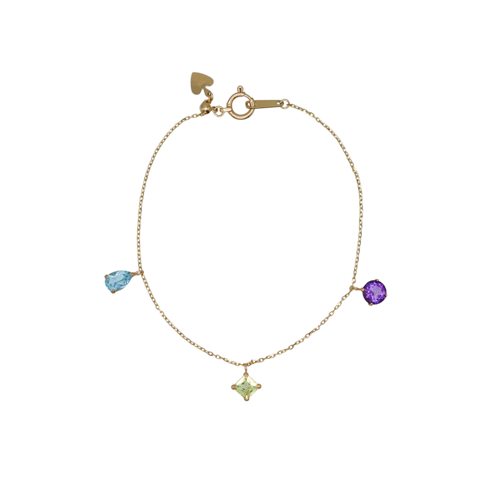 STARRY BRACELET - S- _10KYG x Blue topaz x Peridot x Amethyst