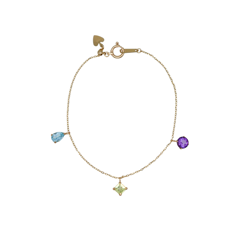STARRY BRACELET - S- _10KYG x Blue topaz x Peridot x Amethyst