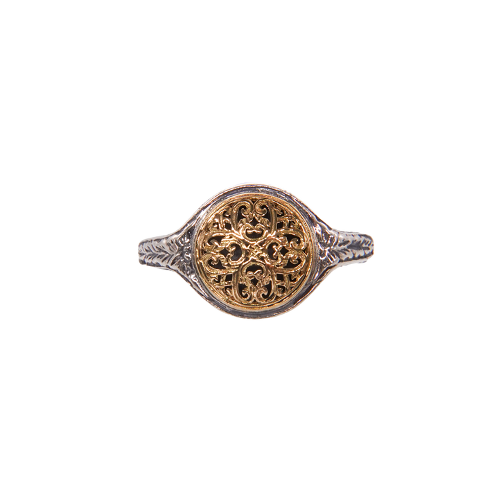 Mediterranean round pinky ring in 18K Gold and sterling silver_20430