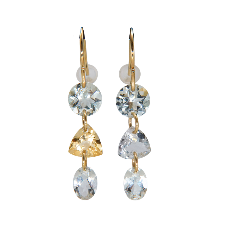 3 LOLIPOPS EARRING_10KWG x Green Amethyst x Citrine