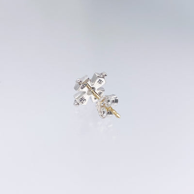 Cross Stud Earrings in 18K Gold with Sterling Silver_1078