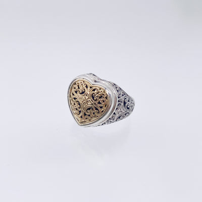 Mediterranean heart Ring in 18K Gold and Sterling Silver_20106