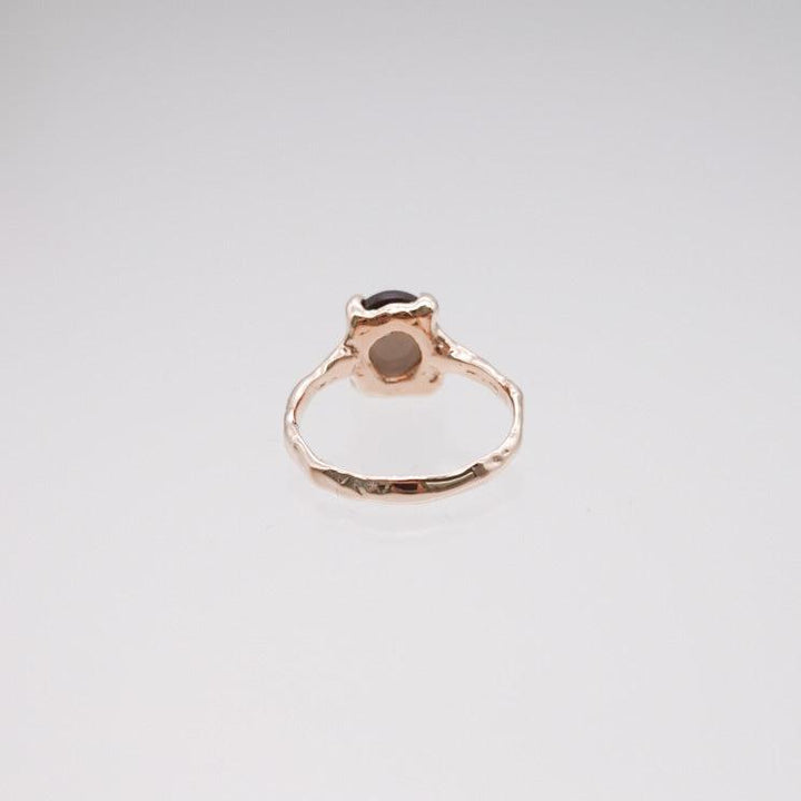 primitive oval stone ring 10x8_smoky quartz