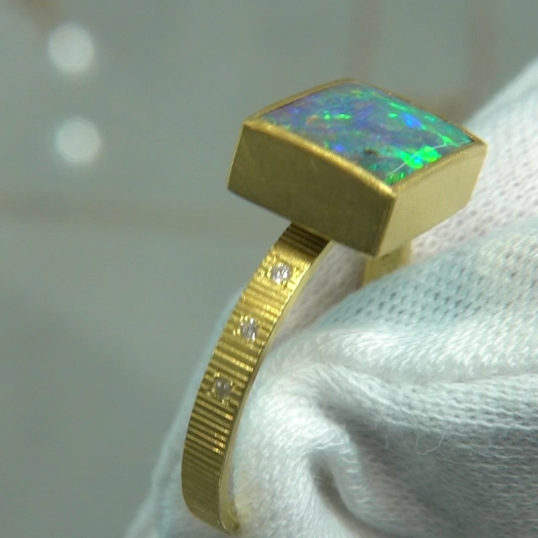 Boulder opal chocolate ring