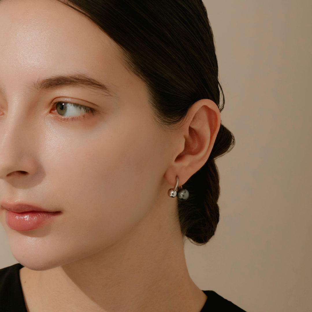 Black pearl pierced earrings SMA24K ピアス 黒蝶真珠