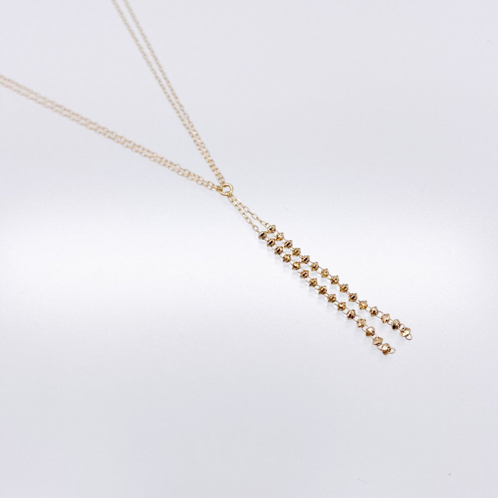 18K Double Shimmer Dangle Necklace-necklace-POPPY FINCH-unigem