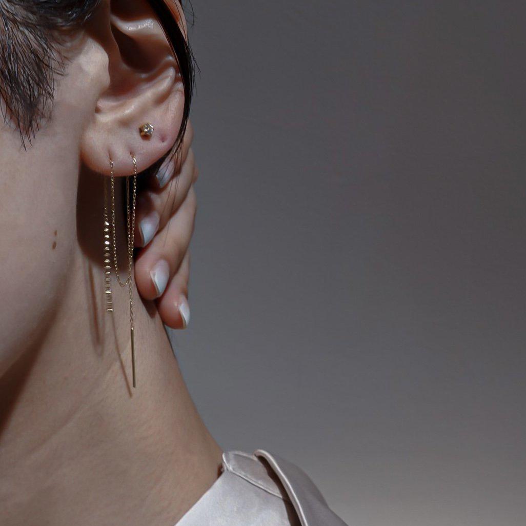 18K Long Shimmer Threader Earrings-pierced earring-POPPY FINCH-unigem