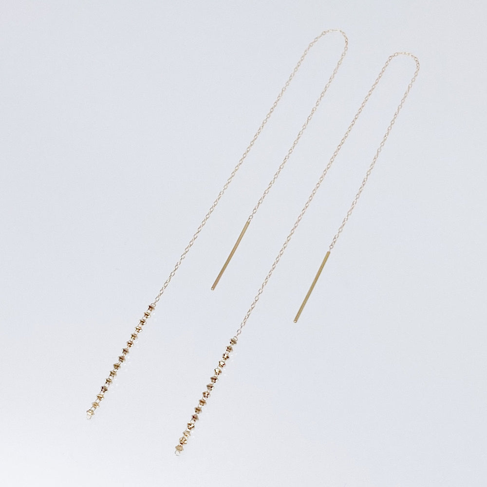 18K Long Shimmer Threader Earrings-pierced earring-POPPY FINCH-unigem