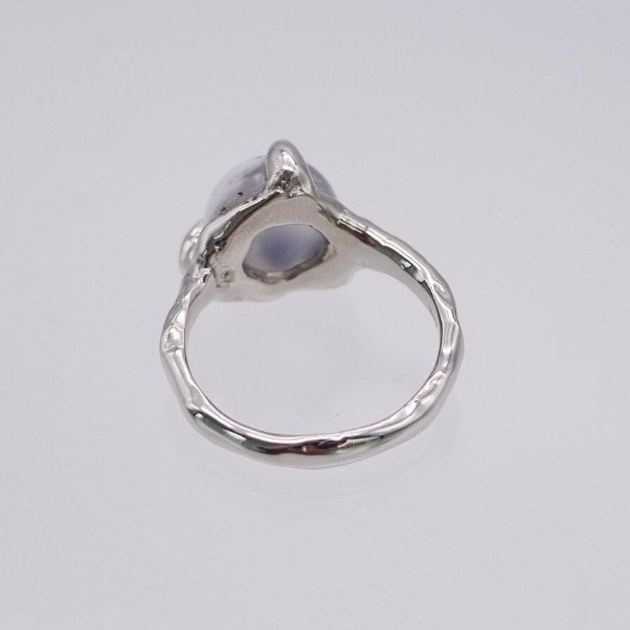 round stone ring 10x10_dendrite opal