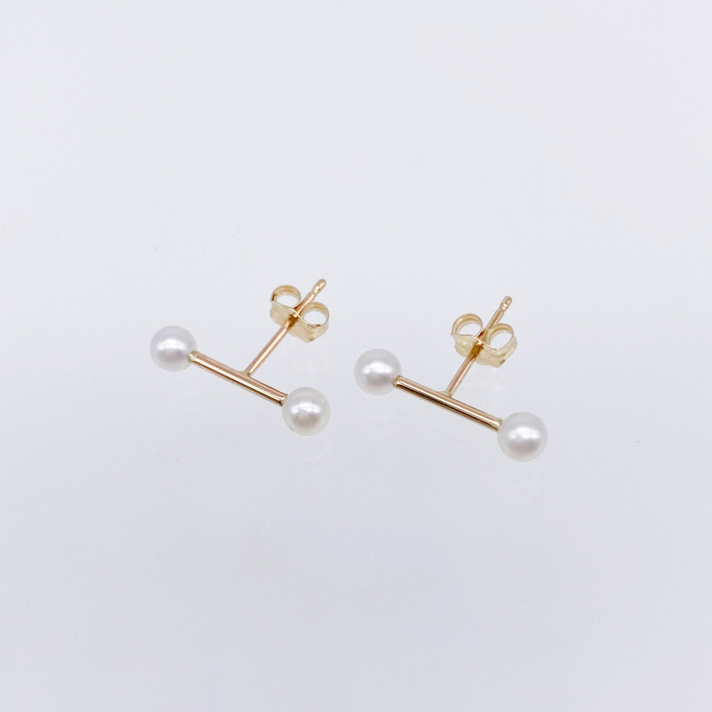 Baby Pearl Bar Studs-pierced earring-POPPY FINCH-unigem
