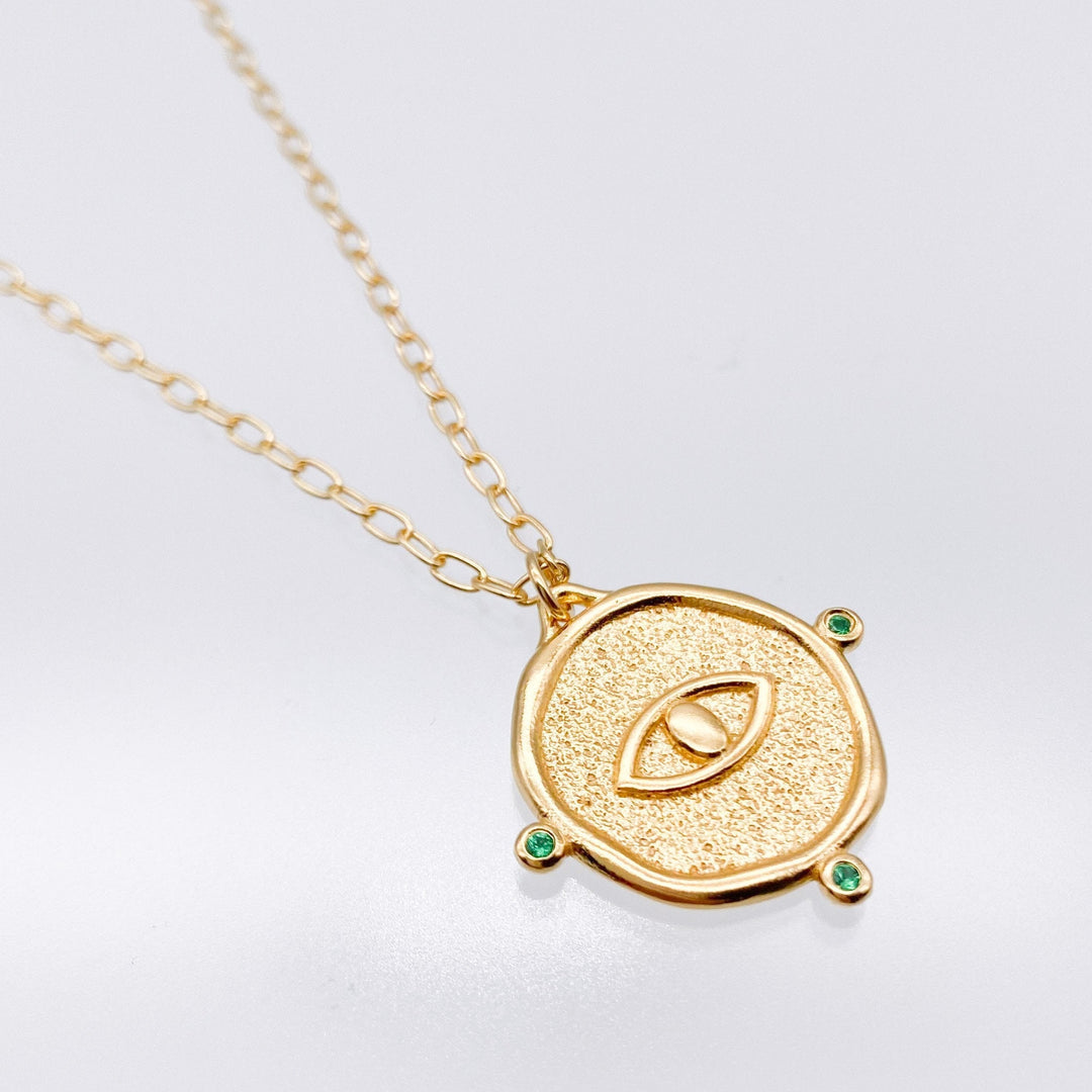 Big Eye Talisman Necklace With Zircon Stones-necklace-Barbóra-unigem