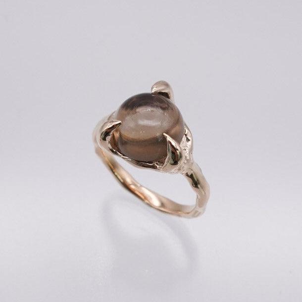round stone ring 10x10_smoky quartz