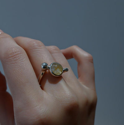 Double Pills Ring (Rutile Quartz)-ring-SAI jewelry-#9-unigem