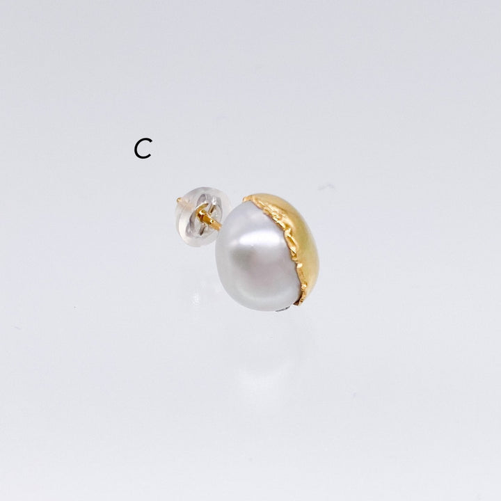 FRESH WATER PEARL P-pierced earring-PREEK-C-unigem