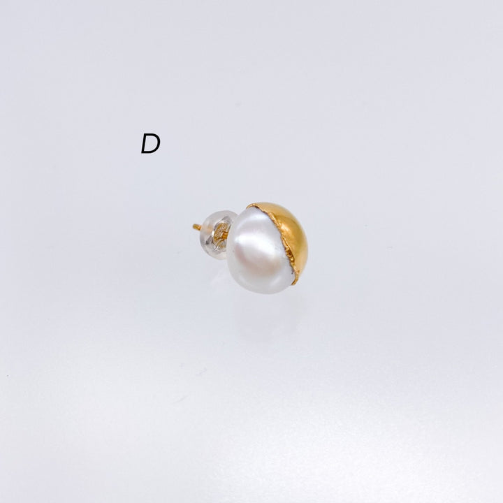 FRESH WATER PEARL P-pierced earring-PREEK-D-unigem
