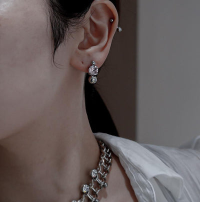 Jenna earring palladium-pierced earring-Justine Clenquet-unigem