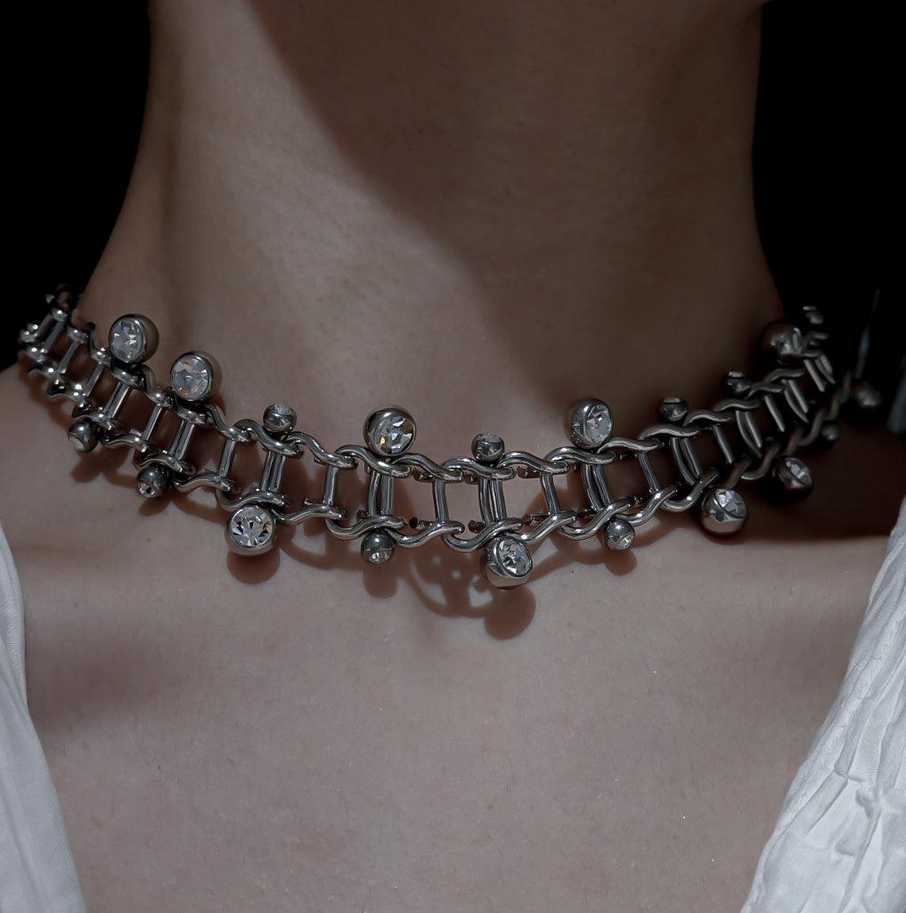 Mindy crystal choker-necklace-Justine Clenquet-unigem
