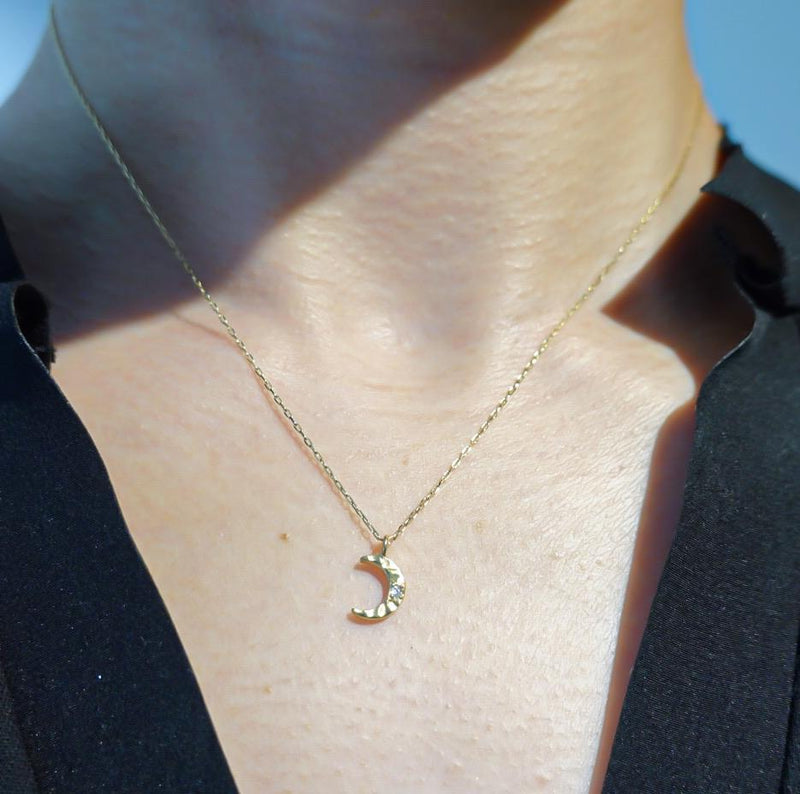 Moon Necklace Diamond-necklace-ARAI METAL WORKS-unigem