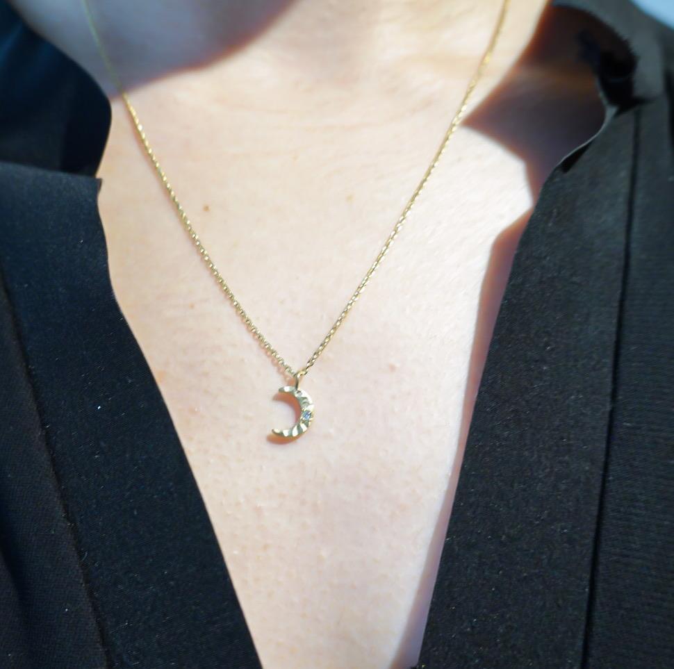 Moon Necklace Diamond-necklace-ARAI METAL WORKS-unigem