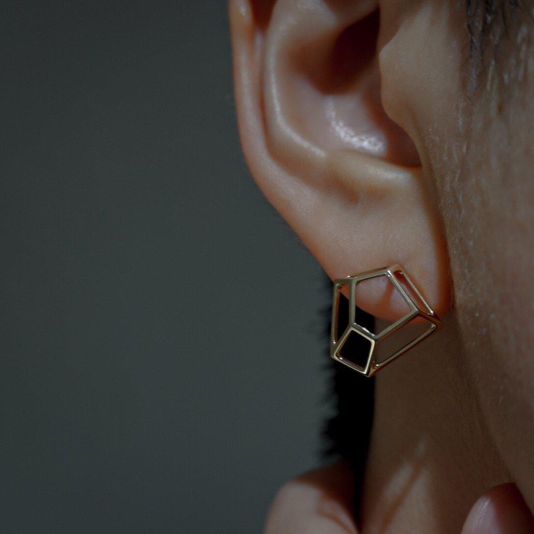 RANDOM Cut Pierced earrings Skeleton (K10)-pierced earring-ARAI METAL WORKS-unigem