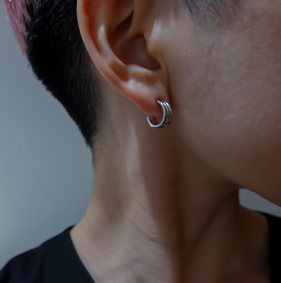 Sarah palladium earrings-pierced earring-Justine Clenquet-unigem