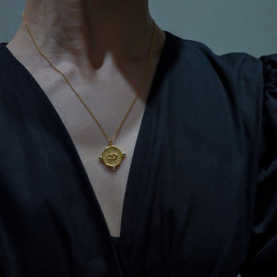 Small Eye Talisman Necklace With Zircon Stones-necklace-Barbóra-unigem