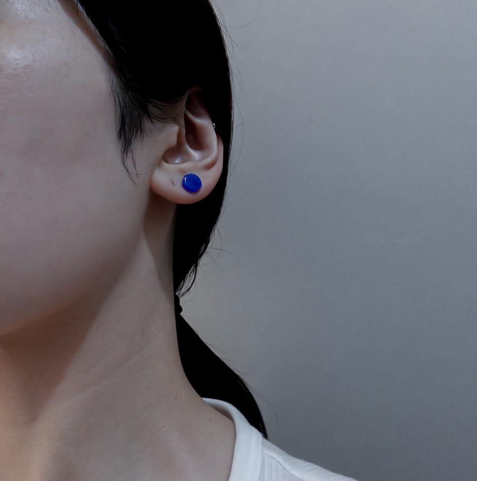 UKISHIMA BLUE AGATE EARRINGS-pierced earring-PREEK-unigem