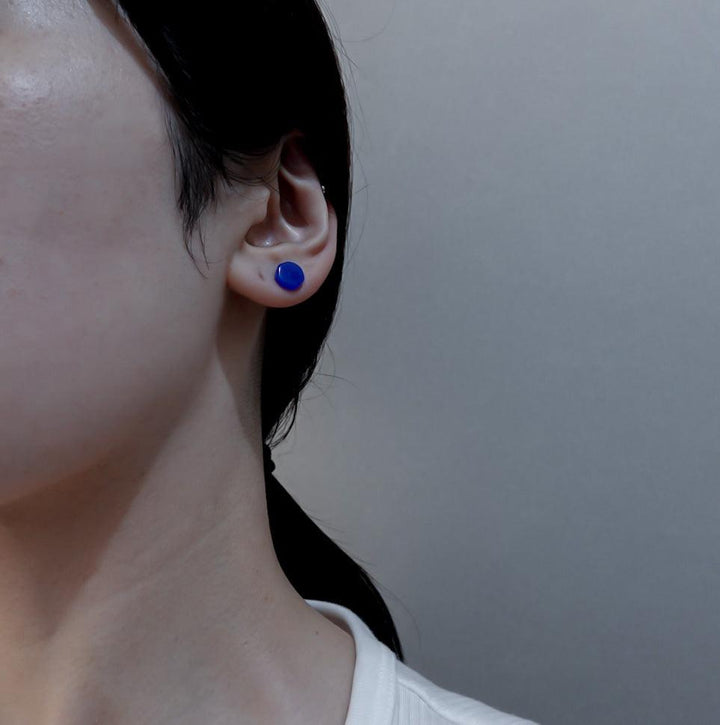 UKISHIMA BLUE AGATE EARRINGS-pierced earring-PREEK-unigem
